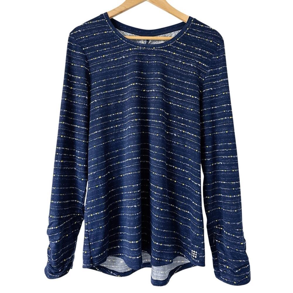 Title Nine Grace 2.0 Long Sleeve Top - Navy Ink Dot Womens XL